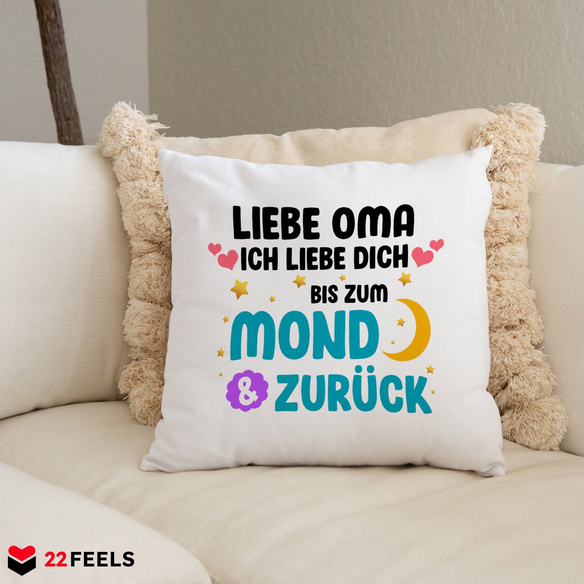 22Feels® Oma Geschenk - Kissen mit Spruch (Weiss 40x40cm)-Kissen Weiss 40x40-22Feels