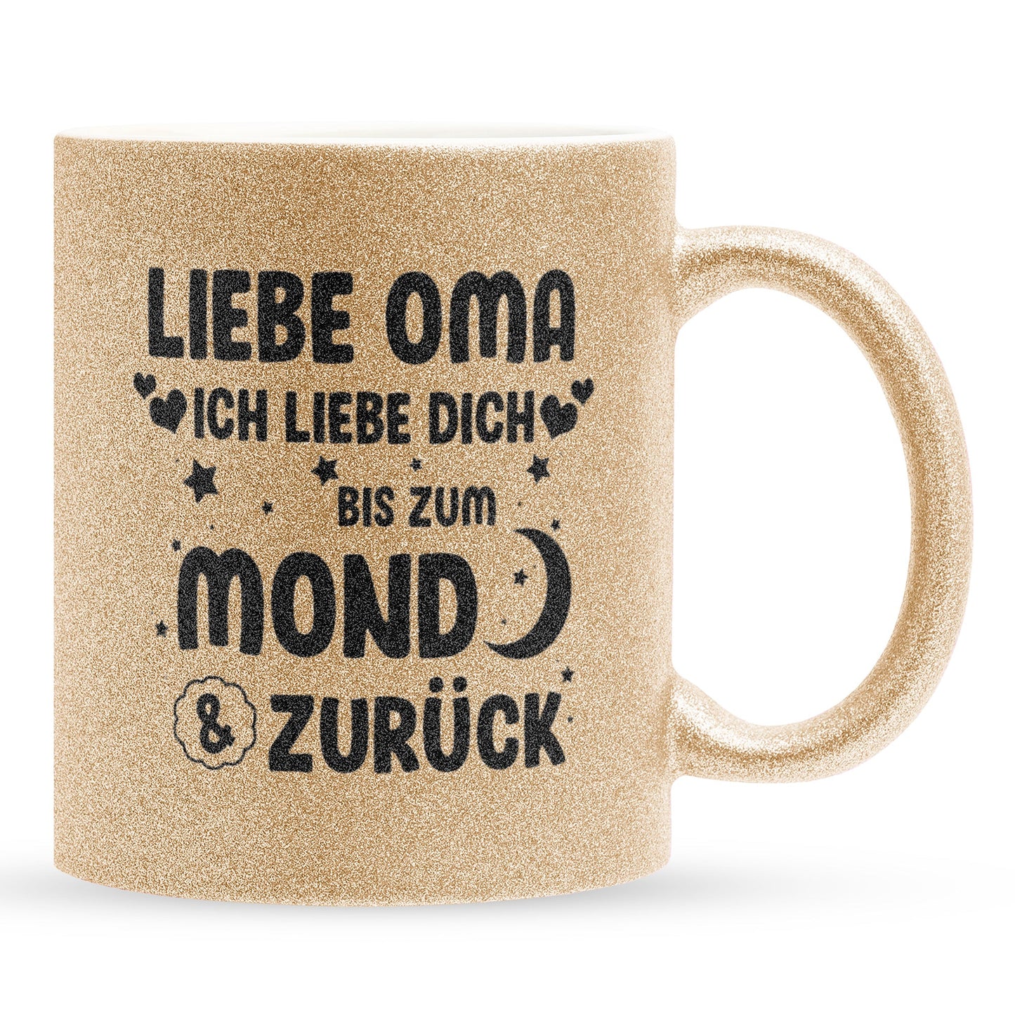 22Feels® Oma Geschenk - Glitzertasse mit Spruch (Gold, 320ml)-Glitzertasse Gold 320ml-22Feels