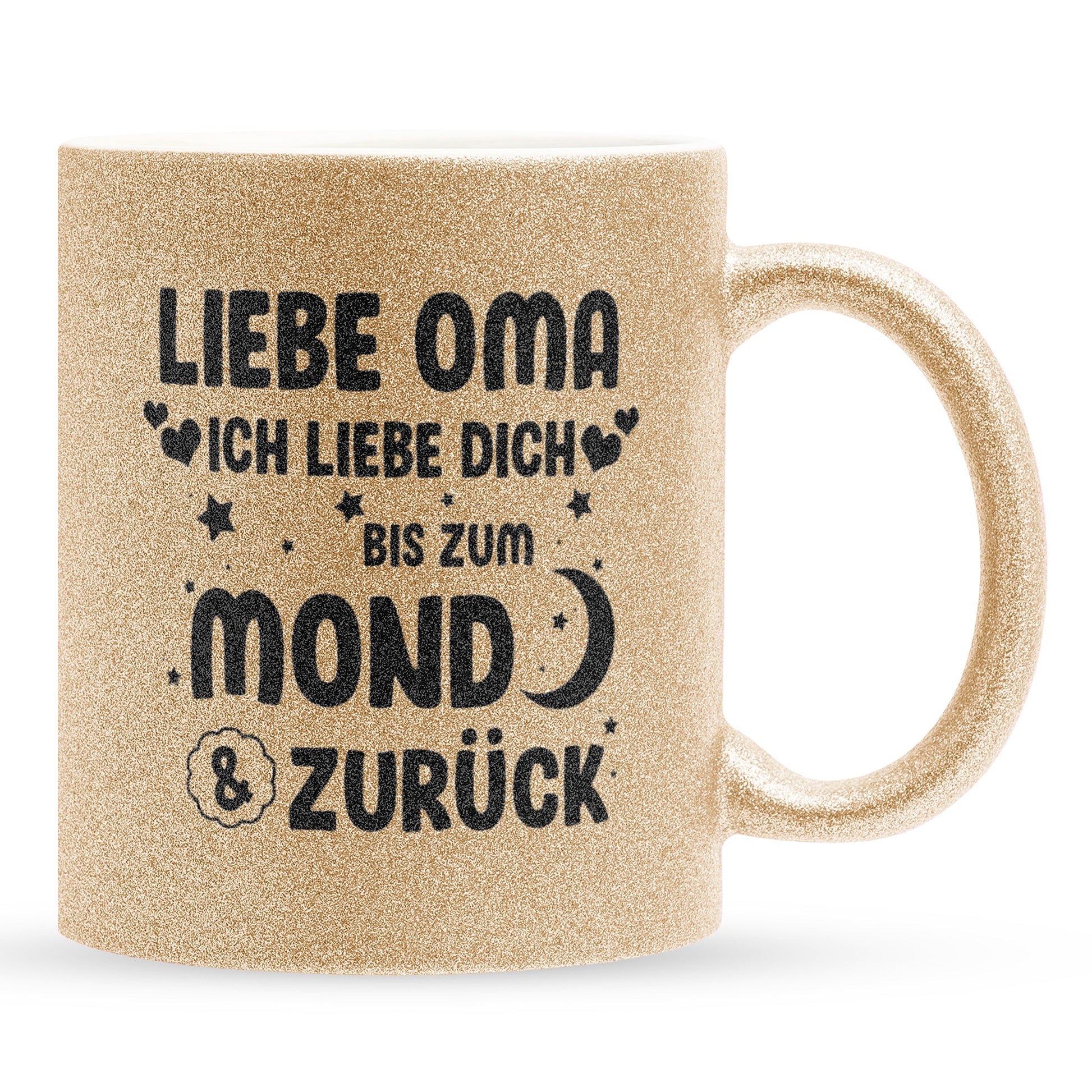 22Feels® Oma Geschenk - Glitzertasse mit Spruch (Gold, 320ml)-Glitzertasse Gold 320ml-22Feels