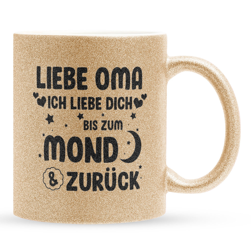 22Feels® Oma Geschenk - Glitzertasse mit Spruch (Gold, 320ml)-Glitzertasse Gold 320ml-22Feels