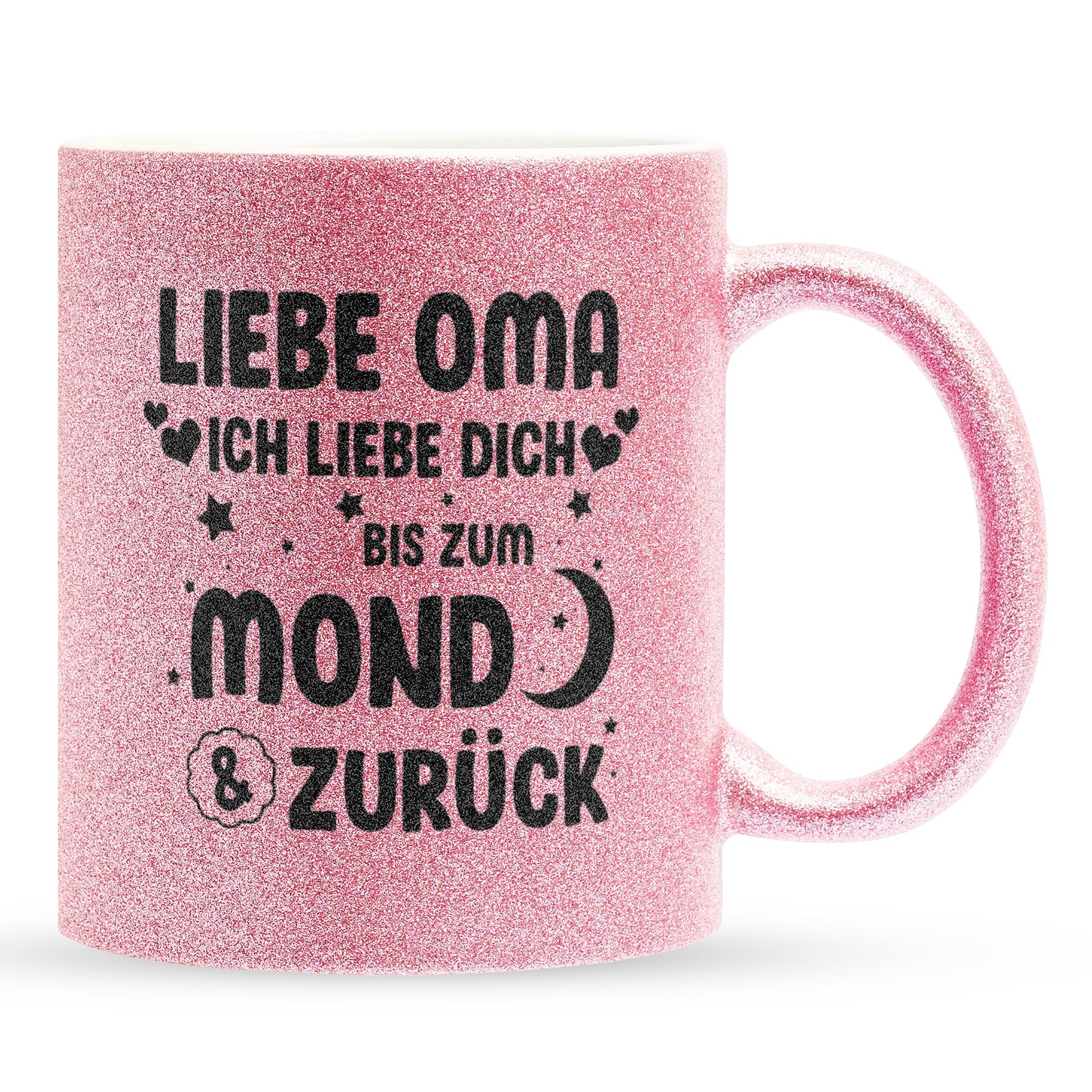 22Feels® Oma Geschenk - Glitzertasse mit Spruch (Pink, 320ml)-Glitzertasse Pink 320ml-22Feels