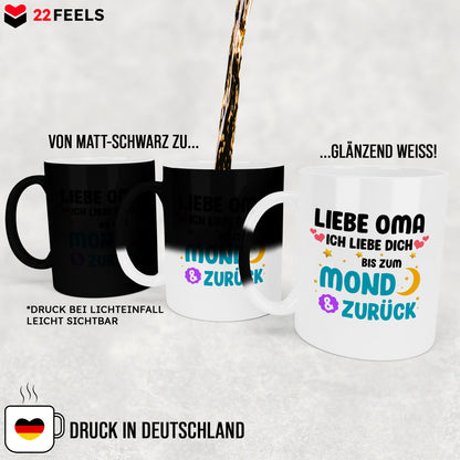 22Feels® Oma Geschenk - Zaubertasse mit Spruch (Matt-Schwarz und Weiss, 320ml)-Farbwechsel Tasse Matt 320ml-22Feels
