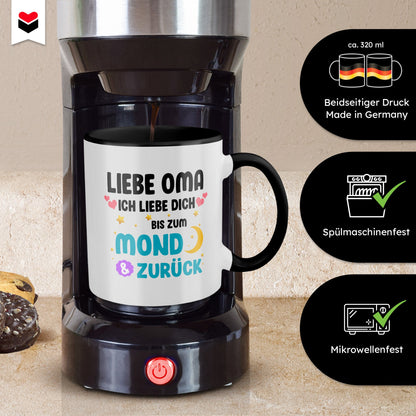 22Feels® Oma Geschenk - Tasse mit Spruch (Weiss-Schwarz, 320ml)-TwoTone Tasse Weiss-Schwarz 320ml-22Feels