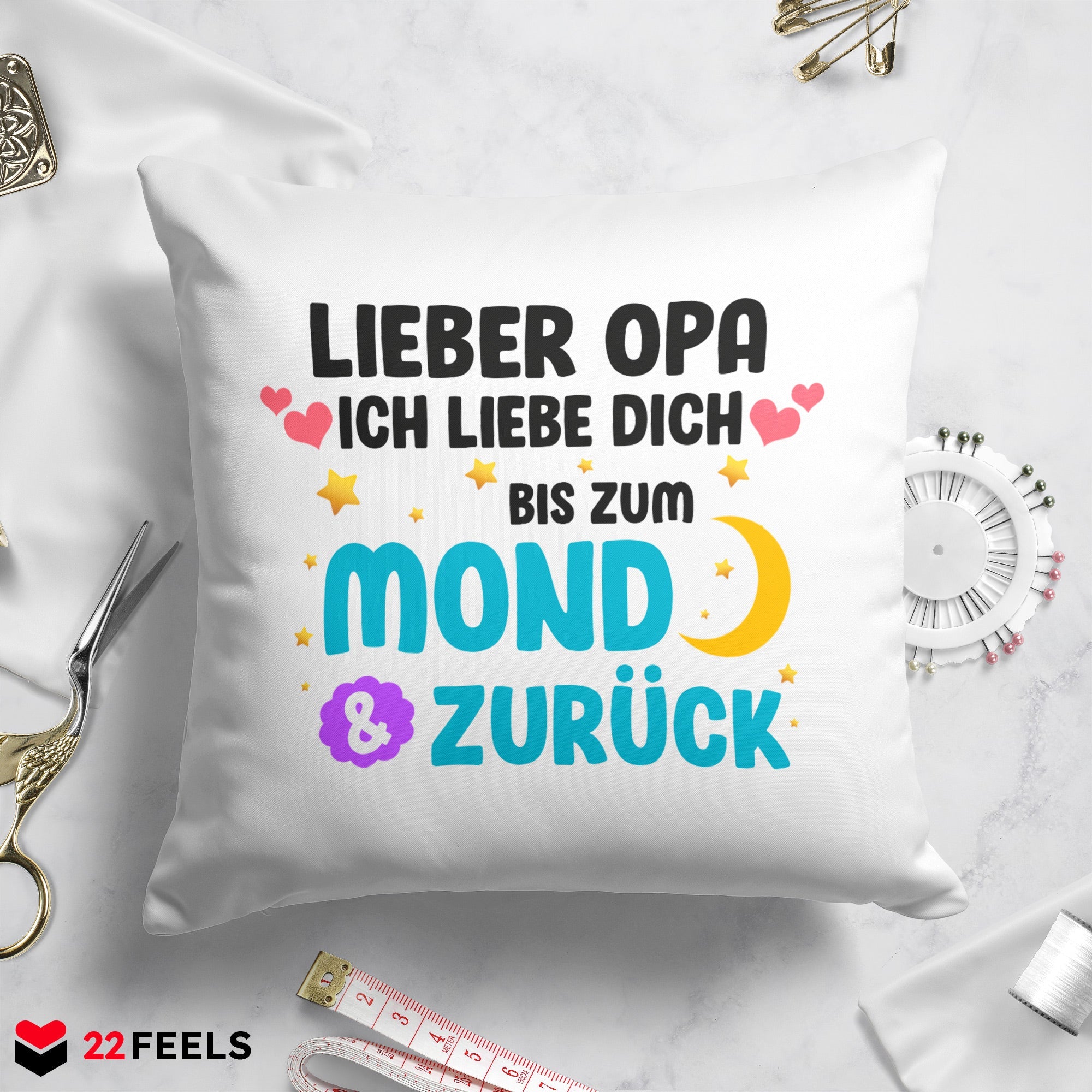 22Feels® Opa Geschenk - Kissen mit Spruch (Weiss 40x40cm)-Kissen Weiss 40x40-22Feels
