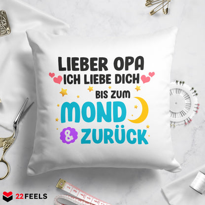 22Feels® Opa Geschenk - Kissen mit Spruch (Weiss 40x40cm)-Kissen Weiss 40x40-22Feels