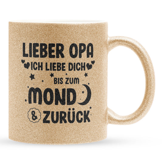 22Feels® Opa Geschenk - Glitzertasse mit Spruch (Gold, 320ml)-Glitzertasse Gold 320ml-22Feels