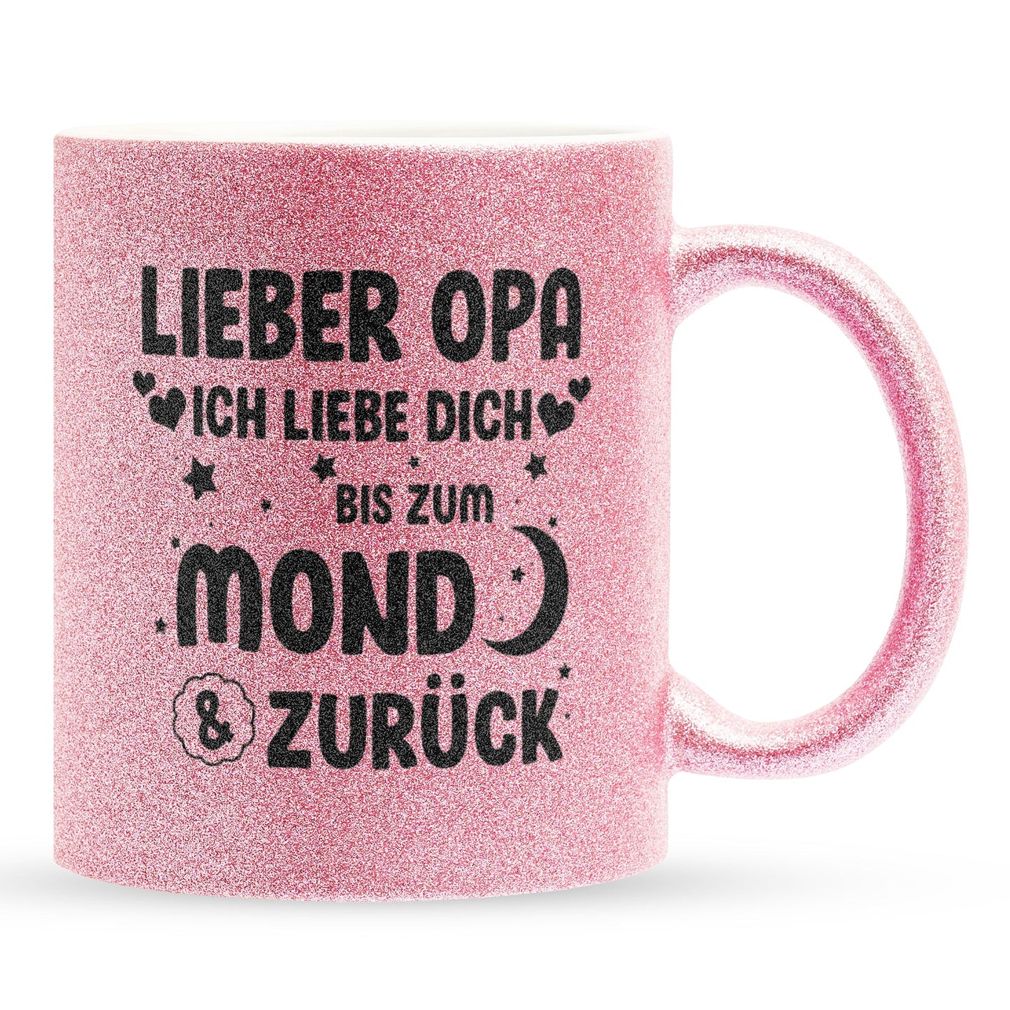 22Feels® Opa Geschenk - Glitzertasse mit Spruch (Pink, 320ml)-Glitzertasse Pink 320ml-22Feels