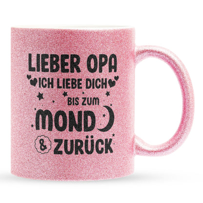 22Feels® Opa Geschenk - Glitzertasse mit Spruch (Pink, 320ml)-Glitzertasse Pink 320ml-22Feels