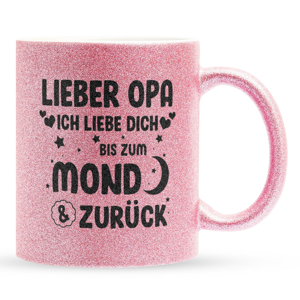 22Feels® Opa Geschenk - Glitzertasse mit Spruch (Pink, 320ml)-Glitzertasse Pink 320ml-22Feels