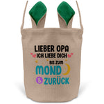 22Feels® Opa Grossvater Osterkorb mit Henkel Ostergeschenk Tragetasche Ostern Deko Osternest Körbchen Hasenohren (Beige/Grün)-Ostern Tragetasche-22Feels