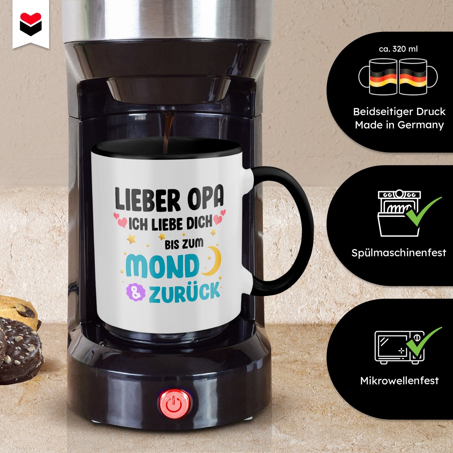 22Feels® Opa Geschenk - Tasse mit Spruch (Weiss-Schwarz, 320ml)-TwoTone Tasse Weiss-Schwarz 320ml-22Feels