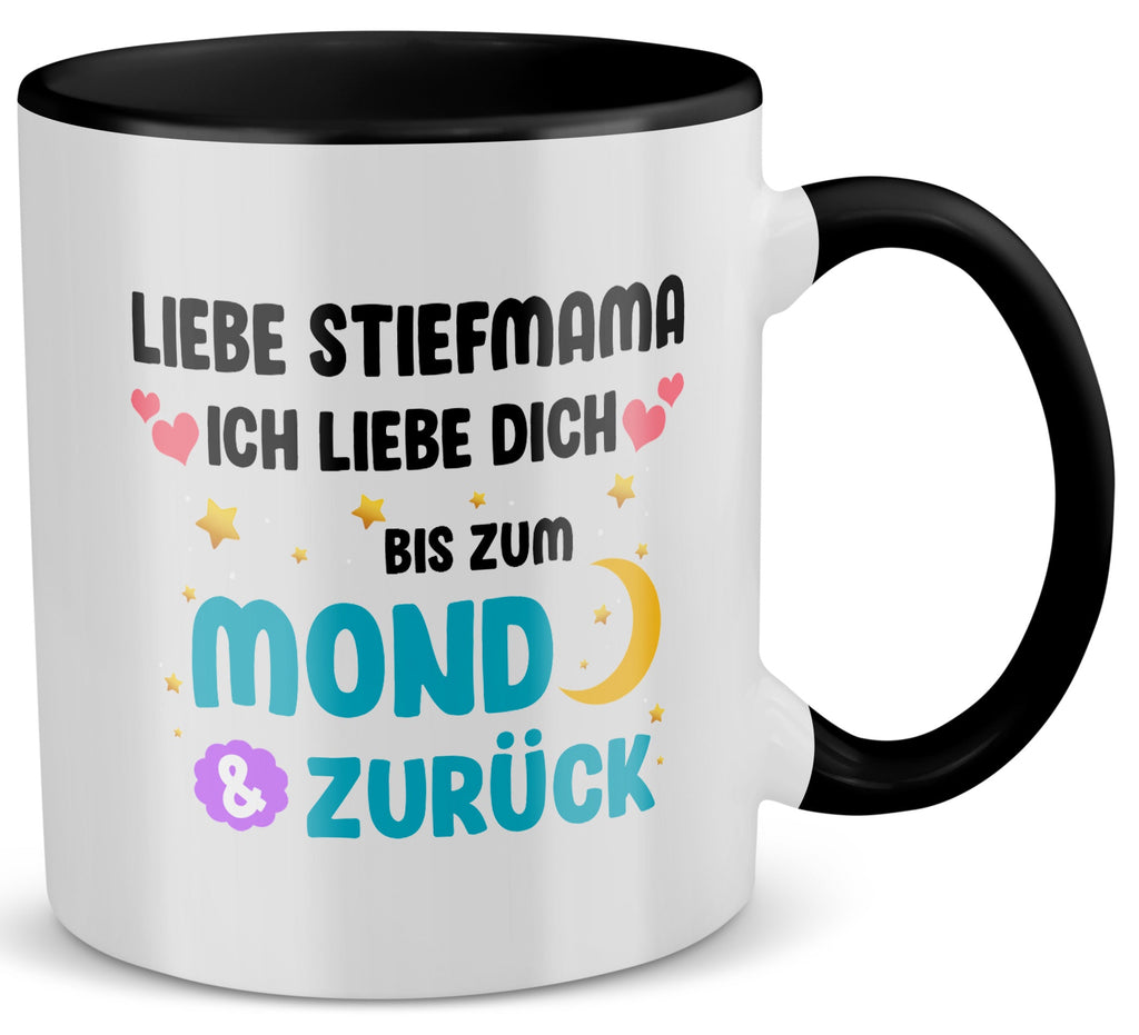 22Feels® Stiefmama Geschenk - Tasse mit Spruch (Weiss-Schwarz, 320ml)-TwoTone Tasse Weiss-Schwarz 320ml-22Feels