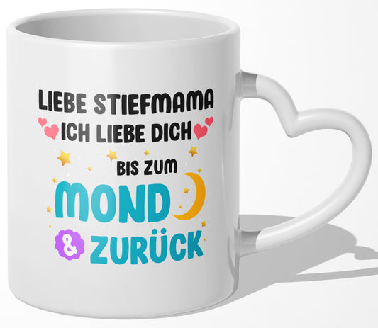 22Feels® Stiefmutter Geschenk - Tasse mit Spruch (Herzhenkel, Weiss, 320ml)-Tasse Weiss Herzhenkel 320ml-22Feels