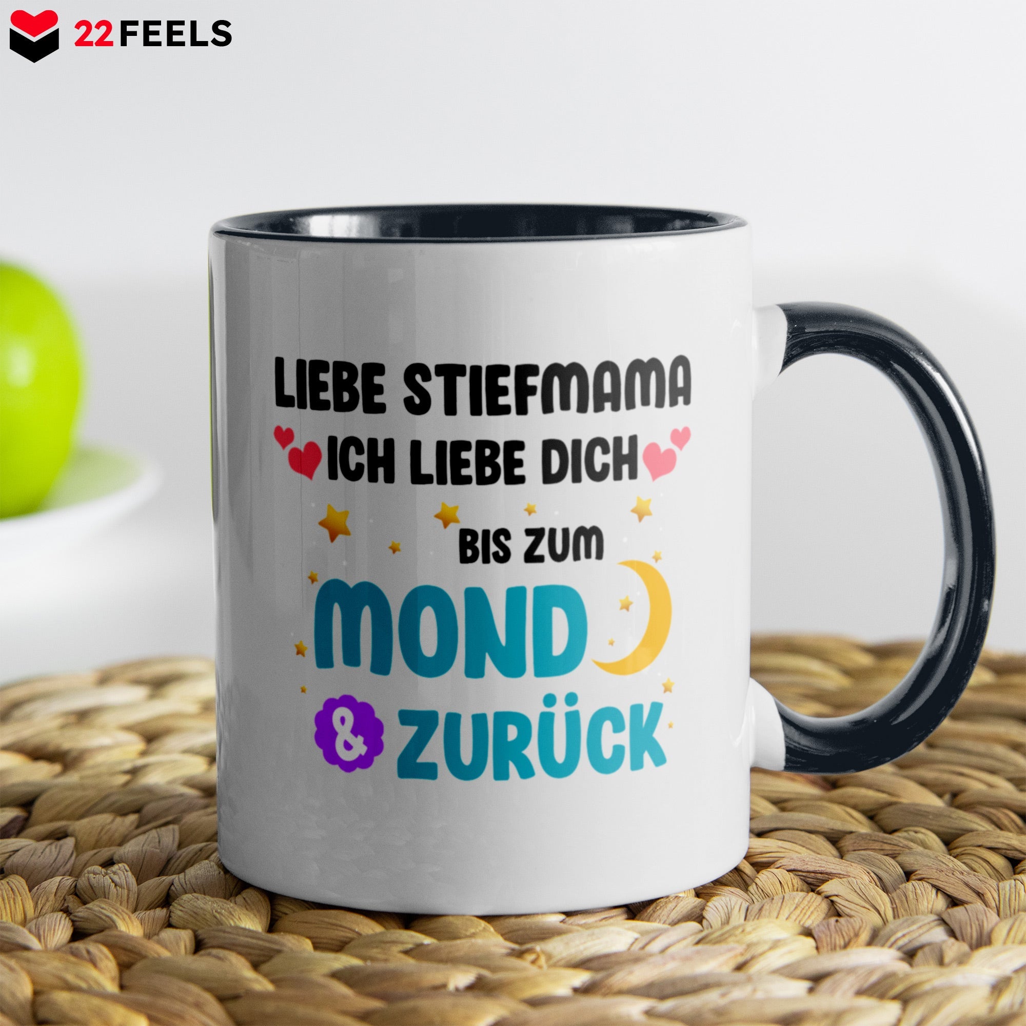 22Feels® Stiefmama Geschenk - Tasse mit Spruch (Weiss-Schwarz, 320ml)-TwoTone Tasse Weiss-Schwarz 320ml-22Feels