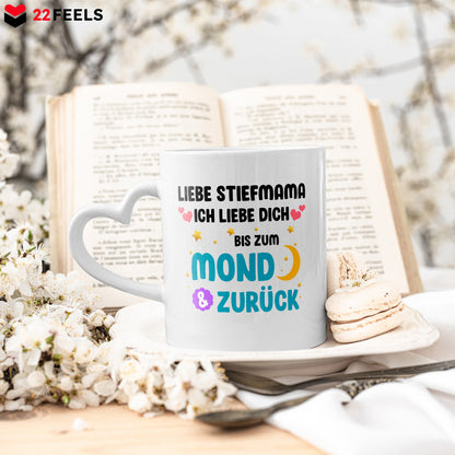 22Feels® Stiefmutter Geschenk - Tasse mit Spruch (Herzhenkel, Weiss, 320ml)-Tasse Weiss Herzhenkel 320ml-22Feels