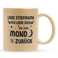 22Feels® Stiefmama Geschenk - Glitzertasse mit Spruch (Gold, 320ml)-Glitzertasse Gold 320ml-22Feels