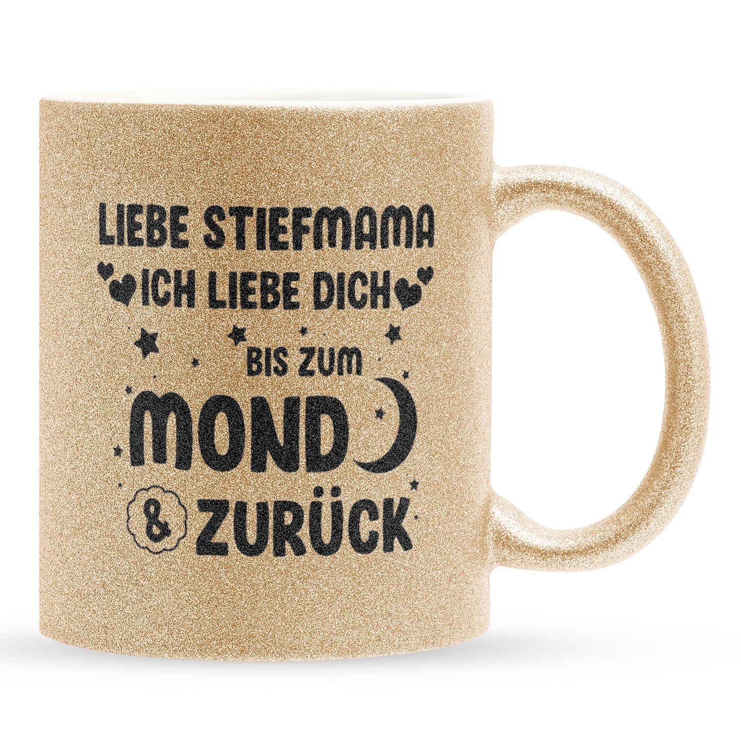 22Feels® Stiefmama Geschenk - Glitzertasse mit Spruch (Gold, 320ml)-Glitzertasse Gold 320ml-22Feels