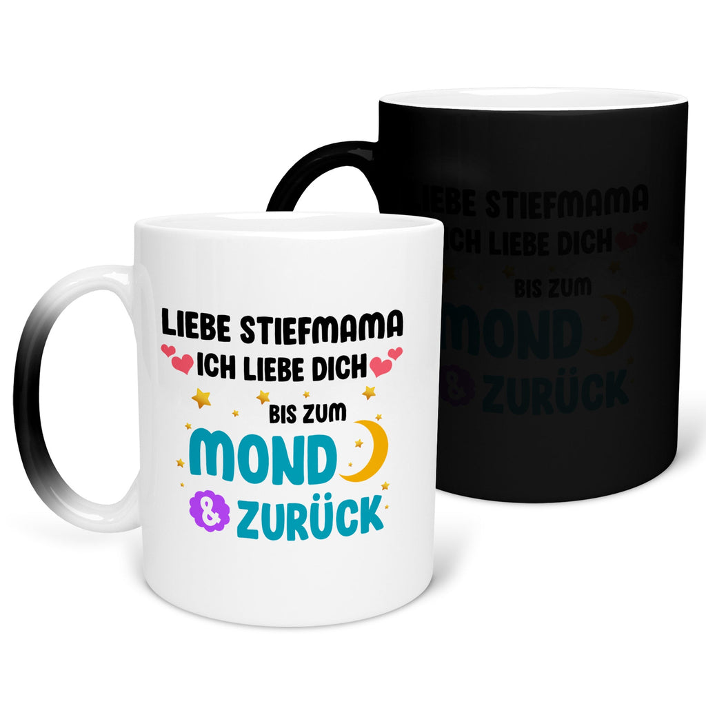 22Feels® Stiefmama Geschenk - Zaubertasse mit Spruch (Matt-Schwarz und Weiss, 320ml)-Farbwechsel Tasse Matt 320ml-22Feels
