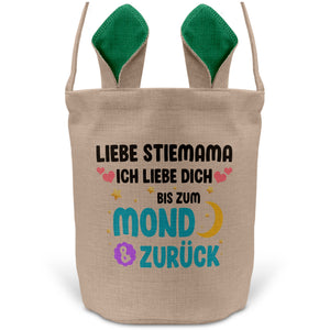 22Feels® Stiefmama Stiefmutter Osterkorb mit Henkel Ostergeschenk Tragetasche Ostern Deko Osternest Körbchen Hasenohren (Beige/Grün)-Ostern Tragetasche-22Feels