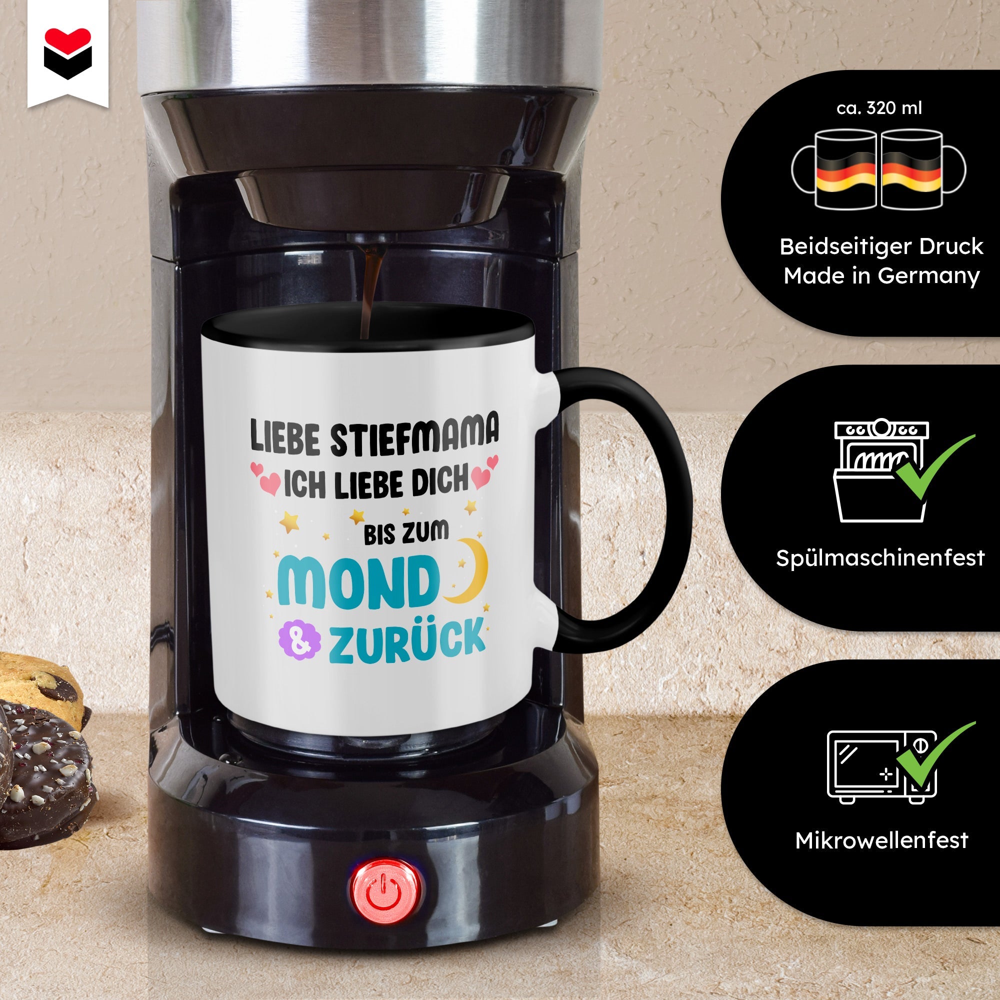 22Feels® Stiefmama Geschenk - Tasse mit Spruch (Weiss-Schwarz, 320ml)-TwoTone Tasse Weiss-Schwarz 320ml-22Feels