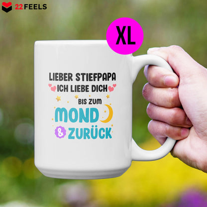 22Feels® Stiefvater Geschenk - XL Tasse mit Spruch (Weiss, 440ml)-Weisse XL Tasse 440ml-22Feels