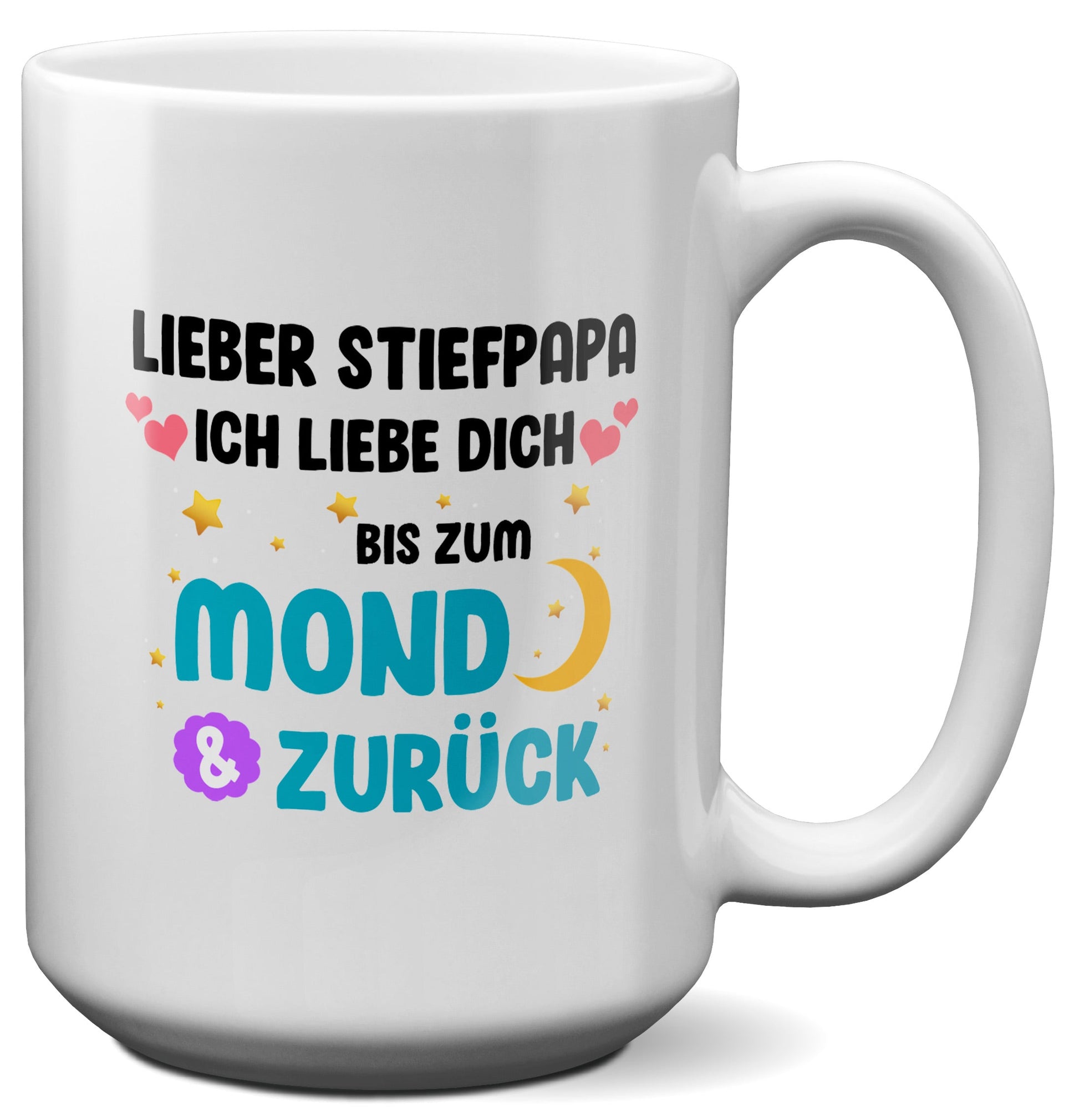 22Feels® Stiefvater Geschenk - XL Tasse mit Spruch (Weiss, 440ml)-Weisse XL Tasse 440ml-22Feels