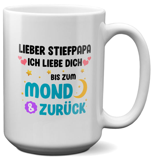 22Feels® Stiefvater Geschenk - XL Tasse mit Spruch (Weiss, 440ml)-Weisse XL Tasse 440ml-22Feels