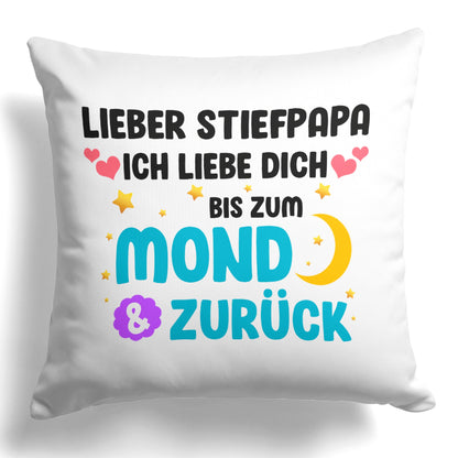 22Feels® Stiefvater Geschenk - Kissen mit Spruch (Weiss 40x40cm)-Kissen Weiss 40x40-22Feels