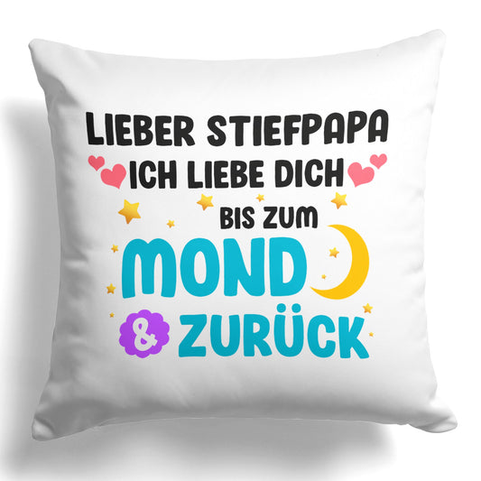 22Feels® Stiefvater Geschenk - Kissen mit Spruch (Weiss 40x40cm)-Kissen Weiss 40x40-22Feels