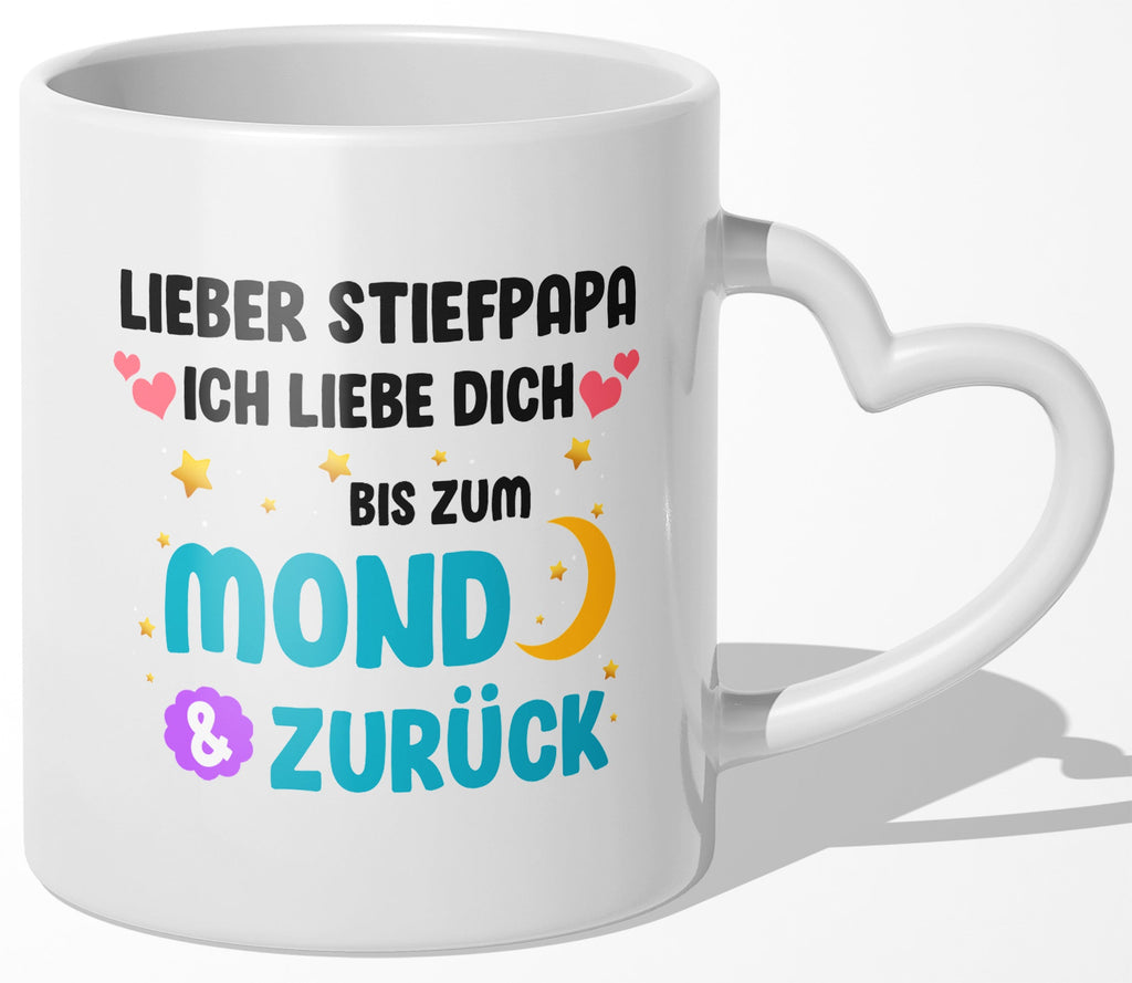 22Feels® Stiefvater Geschenk - Tasse mit Spruch (Herzhenkel, Weiss, 320ml)-Tasse Weiss Herzhenkel 320ml-22Feels