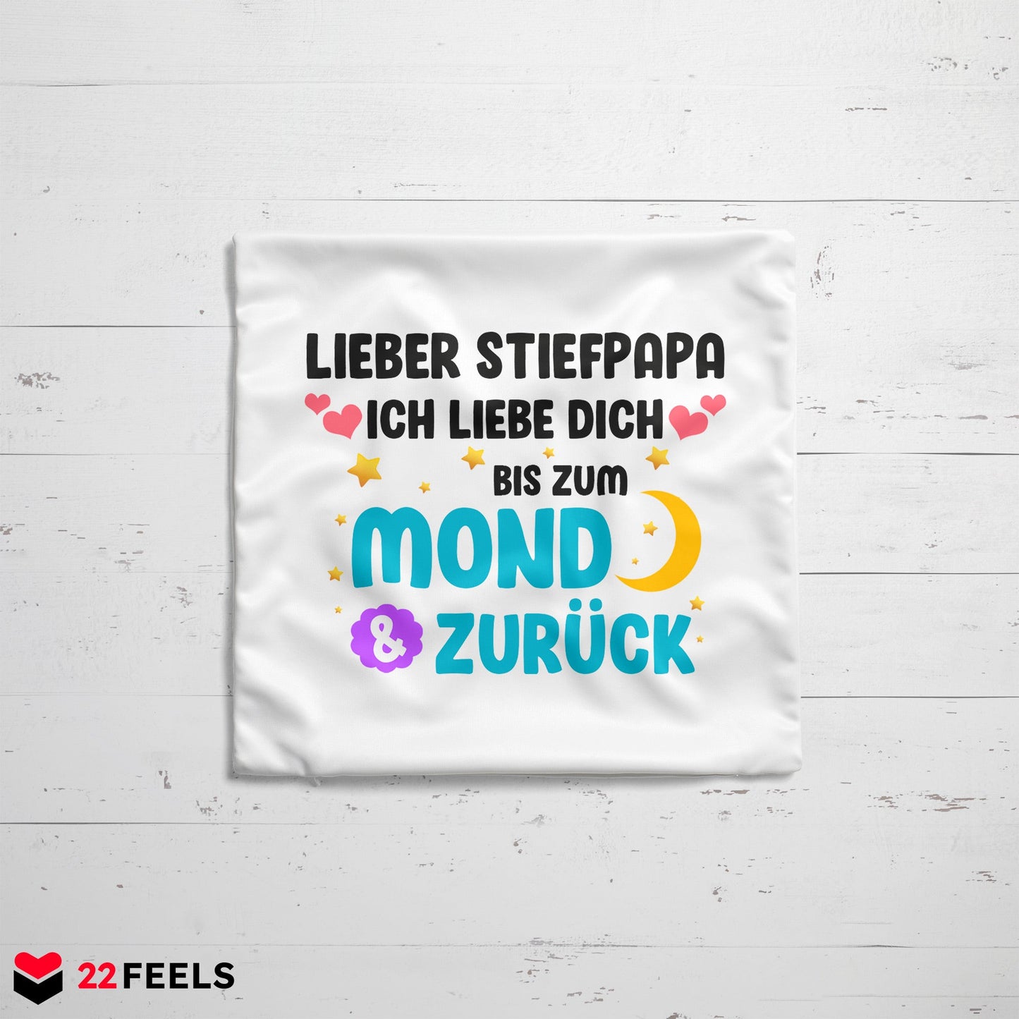 22Feels® Stiefvater Geschenk - Kissen mit Spruch (Weiss 40x40cm)-Kissen Weiss 40x40-22Feels