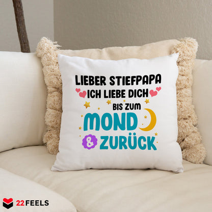 22Feels® Stiefvater Geschenk - Kissen mit Spruch (Weiss 40x40cm)-Kissen Weiss 40x40-22Feels