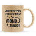 22Feels® Stiefvater Geschenk - Glitzertasse mit Spruch (Gold, 320ml)-Glitzertasse Gold 320ml-22Feels