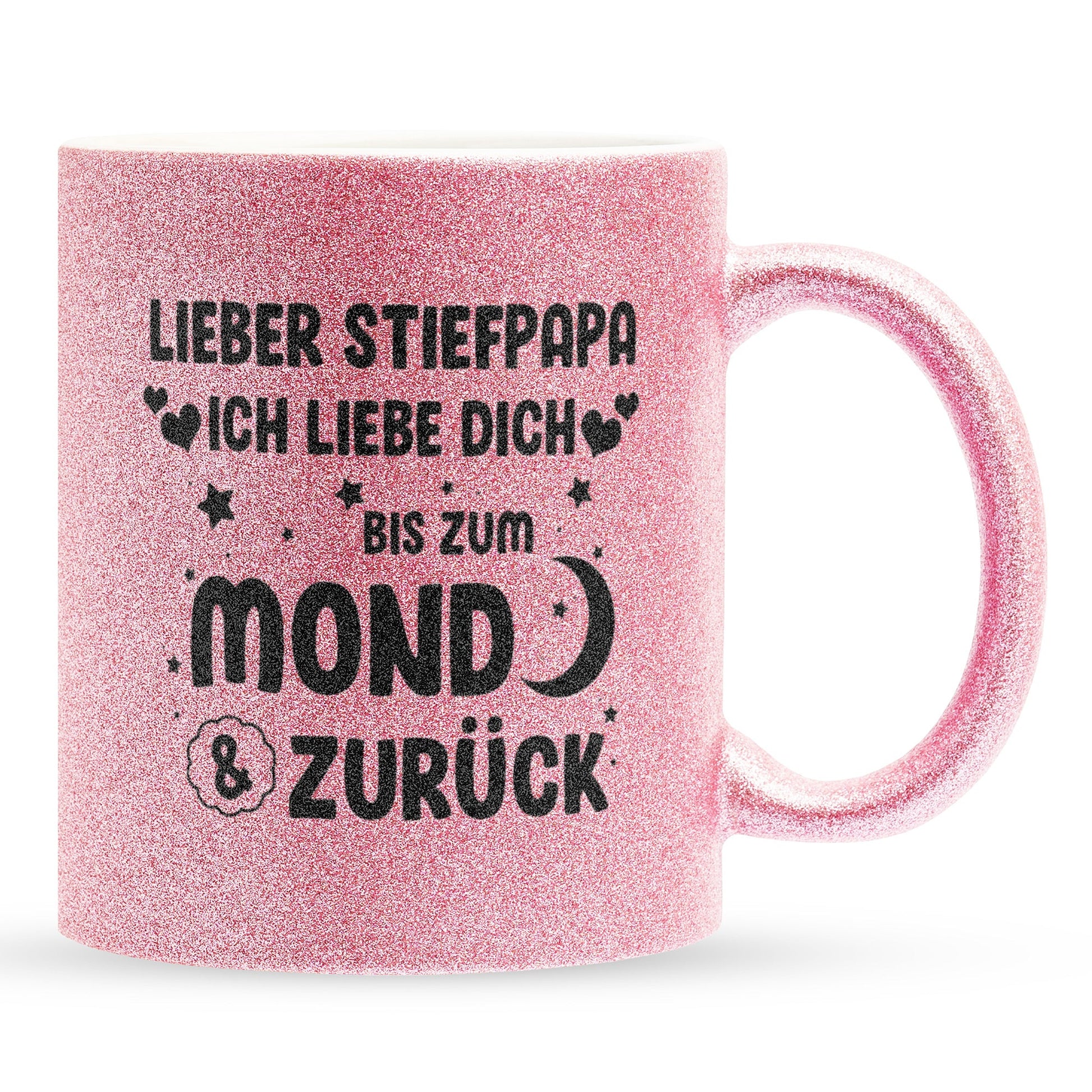 22Feels® Stiefvater Geschenk - Glitzertasse mit Spruch (Pink, 320ml)-Glitzertasse Pink 320ml-22Feels