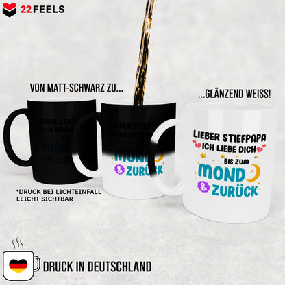 22Feels® Stiefvater Geschenk - Zaubertasse mit Spruch (Matt-Schwarz und Weiss, 320ml)-Farbwechsel Tasse Matt 320ml-22Feels