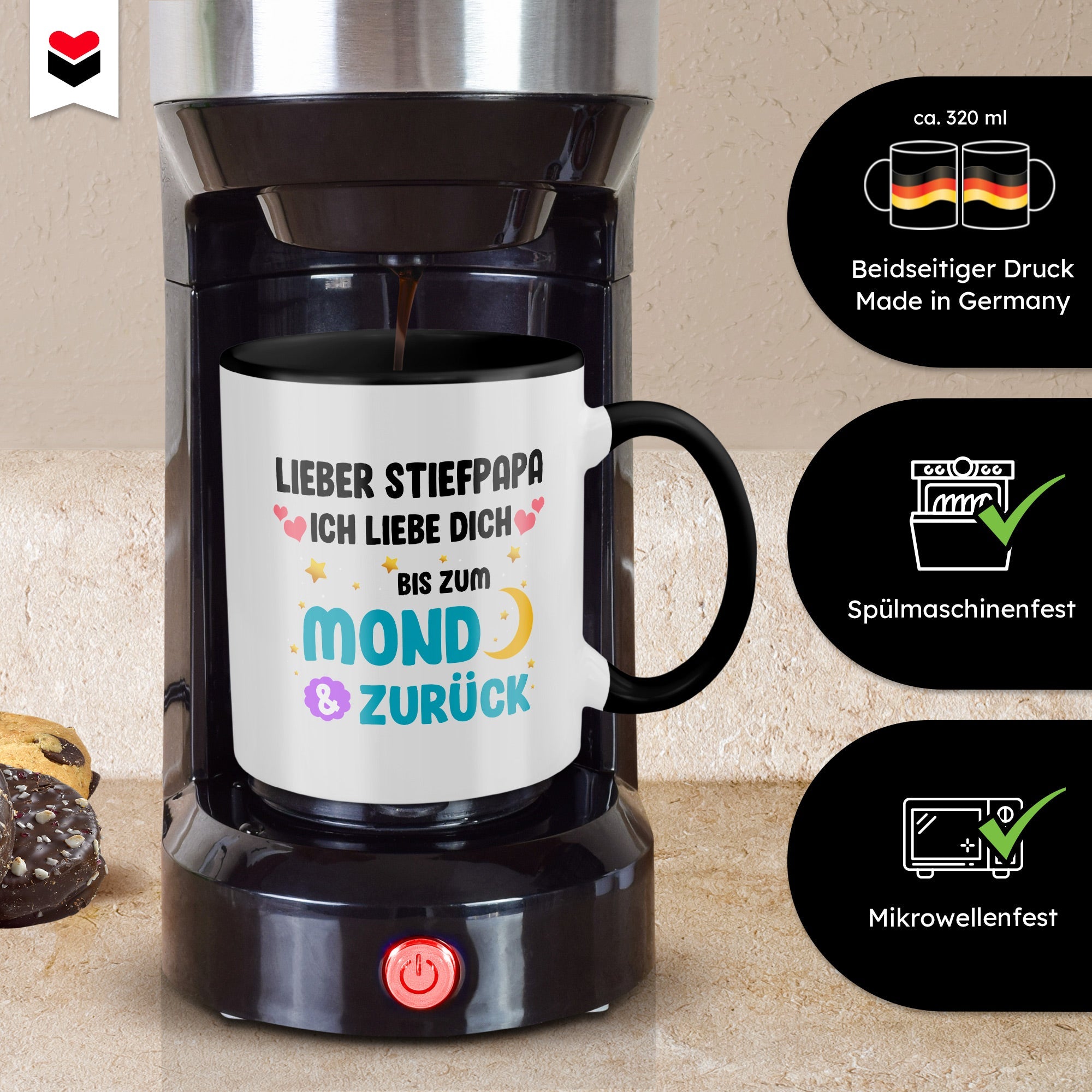 22Feels® Stiefvater Geschenk - Tasse mit Spruch (Weiss-Schwarz, 320ml)-TwoTone Tasse Weiss-Schwarz 320ml-22Feels