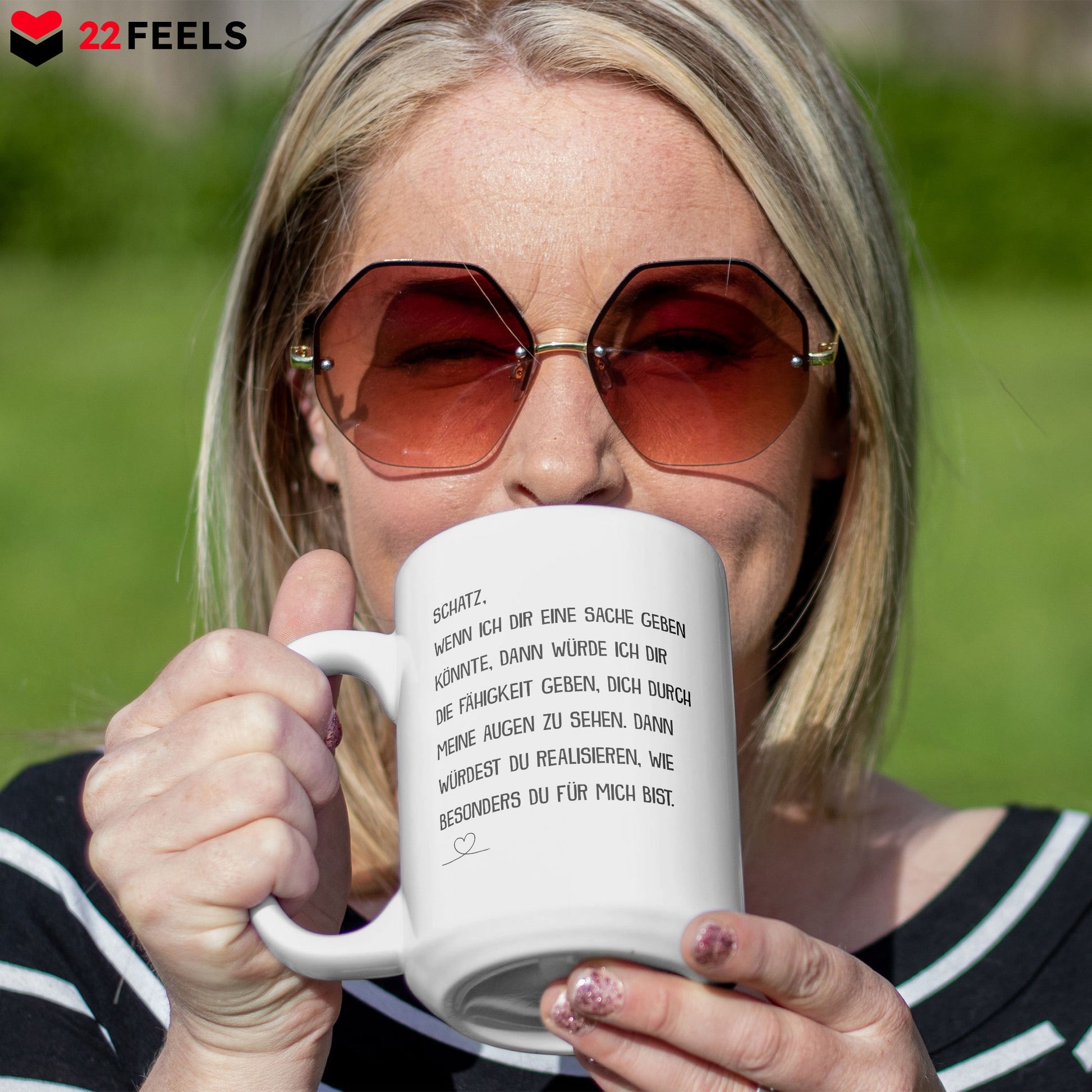 22Feels® Schatz Geschenk zum Jahrestag, Hochzeitstag, Valentinstag etc. - XL Tasse mit Spruch (Weiss, 440ml)-Weisse XL Tasse 440ml-22Feels