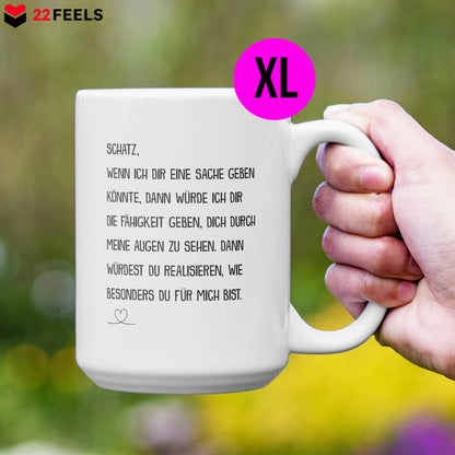 22Feels® Schatz Geschenk zum Jahrestag, Hochzeitstag, Valentinstag etc. - XL Tasse mit Spruch (Weiss, 440ml)-Weisse XL Tasse 440ml-22Feels