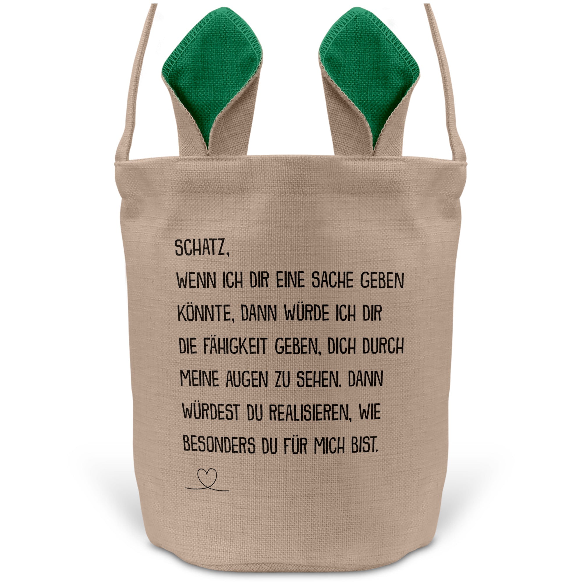 22Feels® Männer Frauen Osterkorb Ehefrau Ehemann Freund Freundin Ostern mit Henkel Ostergeschenk Tragetasche Ostern Deko Osternest Körbchen Hasenohren (Beige/Grün)-Ostern Tragetasche-22Feels