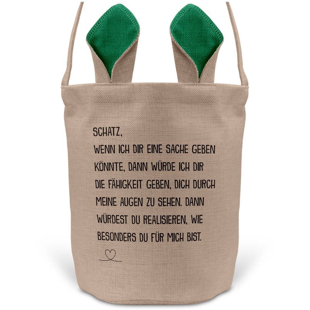 22Feels® Männer Frauen Osterkorb Ehefrau Ehemann Freund Freundin Ostern mit Henkel Ostergeschenk Tragetasche Ostern Deko Osternest Körbchen Hasenohren (Beige/Grün)-Ostern Tragetasche-22Feels
