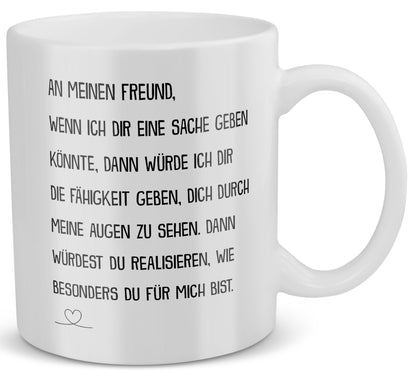 22Feels® Freund Geschenk zum Jahrestag, Valentinstag etc. - Tasse mit Spruch: Wenn Ich Dir Eine Sache Geben Könnte (Weiss, 320ml)-Weisse Tasse 320ml-22Feels