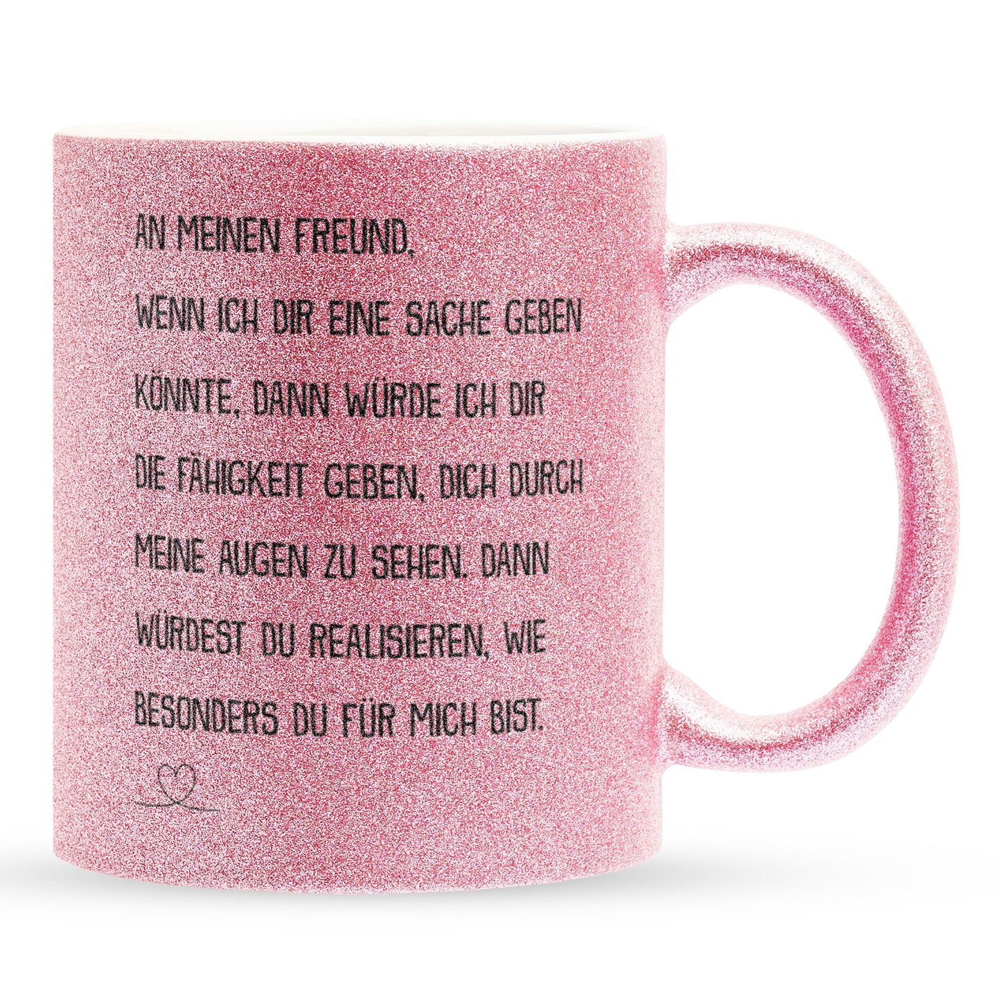 22Feels® Freund Geschenk zum Jahrestag, Valentinstag etc. - Glitzertasse mit Spruch (Pink, 320ml)-Glitzertasse Pink 320ml-22Feels