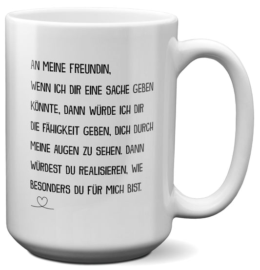 22Feels® Freundin Geschenk zum Jahrestag, Valentinstag etc. - XL Tasse mit Spruch (Weiss, 440ml)-Weisse XL Tasse 440ml-22Feels