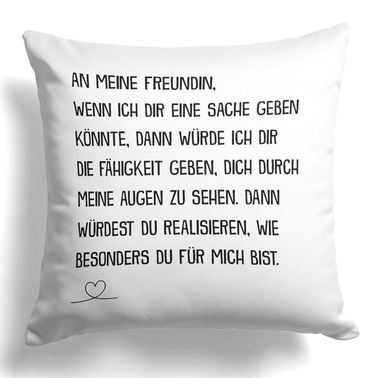 22Feels® Freundin Geschenk zum Jahrestag, Valentinstag etc. - Kissen mit Spruch (Weiss 40x40cm)-Kissen Weiss 40x40-22Feels