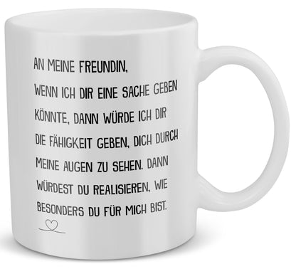 22Feels® Freundin Geschenk zum Jahrestag, Valentinstag etc. - Tasse mit Spruch: Wenn Ich Dir Eine Sache Geben Könnte (Weiss, 320ml)-Weisse Tasse 320ml-22Feels