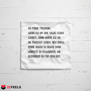 22Feels® Freundin Geschenk zum Jahrestag, Valentinstag etc. - Kissen mit Spruch (Weiss 40x40cm)-Kissen Weiss 40x40-22Feels