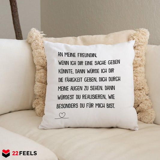 22Feels® Freundin Geschenk zum Jahrestag, Valentinstag etc. - Kissen mit Spruch (Weiss 40x40cm)-Kissen Weiss 40x40-22Feels