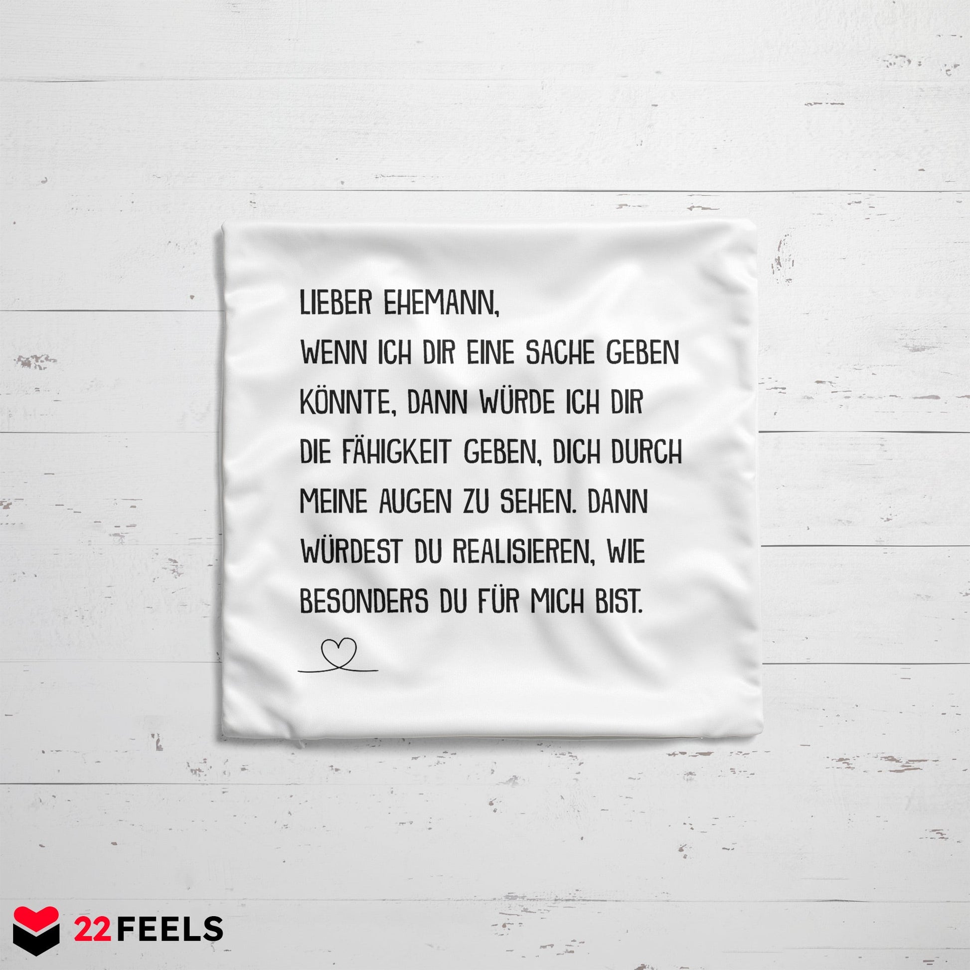 22Feels® Ehemann Geschenk zum Hochzeitstag, Valentinstag etc. - Kissen mit Spruch (Weiss 40x40cm)-Kissen Weiss 40x40-22Feels