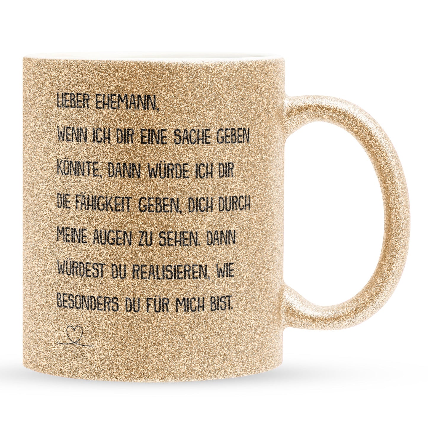22Feels® Ehemann Geschenk zum Hochzeitstag, Valentinstag etc. - Glitzertasse mit Spruch (Gold, 320ml)-Glitzertasse Gold 320ml-22Feels