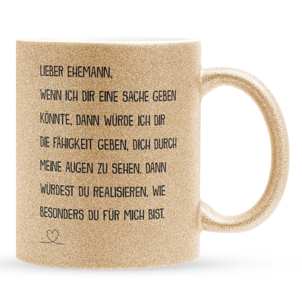 22Feels® Ehemann Geschenk zum Hochzeitstag, Valentinstag etc. - Glitzertasse mit Spruch (Gold, 320ml)-Glitzertasse Gold 320ml-22Feels